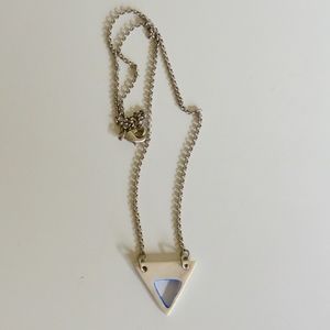 Handmade Porcelain Geometric Silver Blue Necklace
